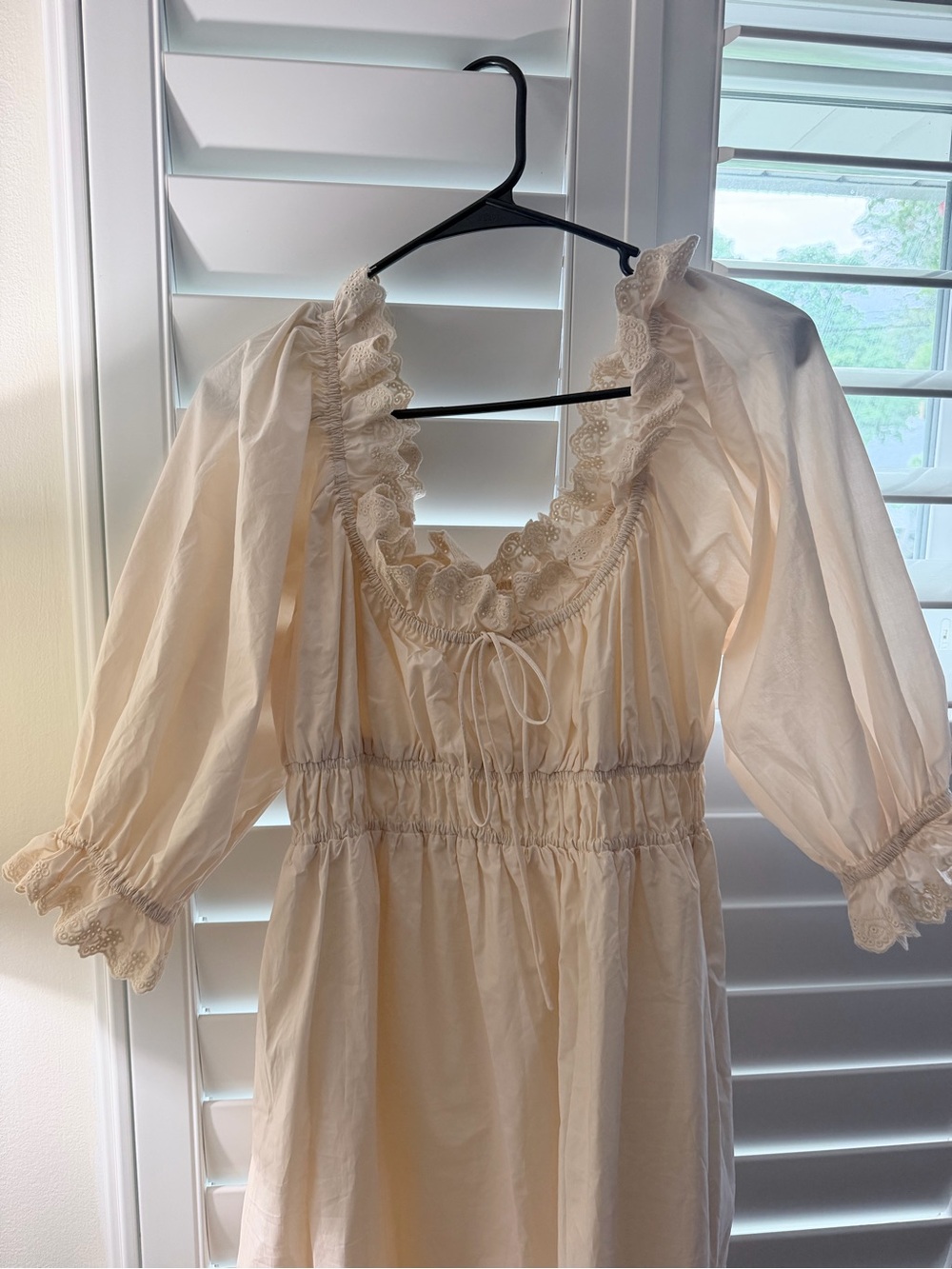 Worth Collective Cream Lace-Trim Peasant Dress